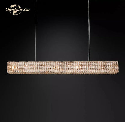 DecorBites™ Crystal LED Linear Chandelier for Kitchen Island Dining Room