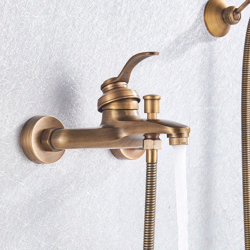 DecorBites™ Brass Shower Faucet Mixer Tap Set with Hand Shower - Wall Mount Black
