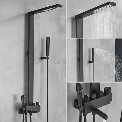 DecorBites™ Black Bathroom Faucet Shower Kit with Rainfall Shower Column and Bidet Mixer System