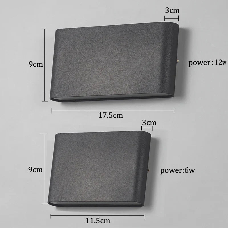 DecorBites™ LED Outdoor Wall Light IP65 Waterproof Aluminum Wall Lamp 6W/12W
