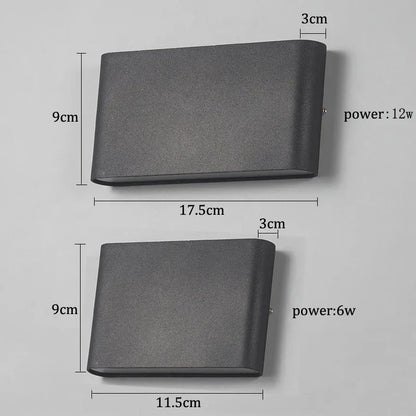 DecorBites™ LED Outdoor Wall Light IP65 Waterproof Aluminum Wall Lamp 6W/12W