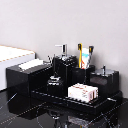 DecorBites™ Black Marquina Marble Bathroom Set cue.opti