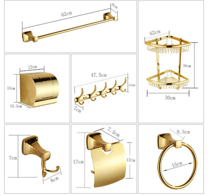 ™ Gold Bathroom Hardware Set for Towels, Paper, Brushes, and More