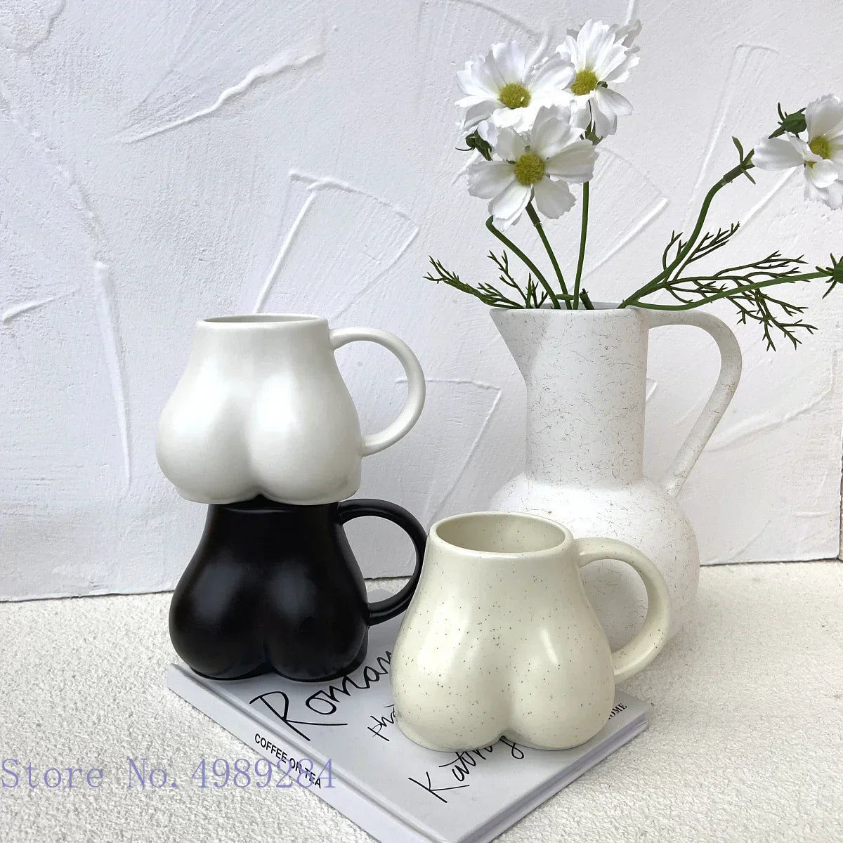 DecorBites™ Lovely Butt Shape Ceramic Coffee Cup Storage Decoration