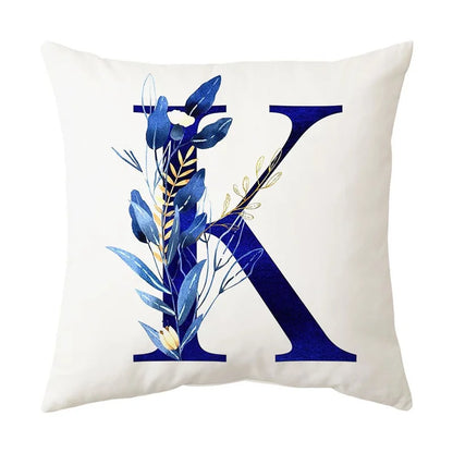 DecorBites™ Blue Alphabet Flower Letter Pillowcase for Home Decor