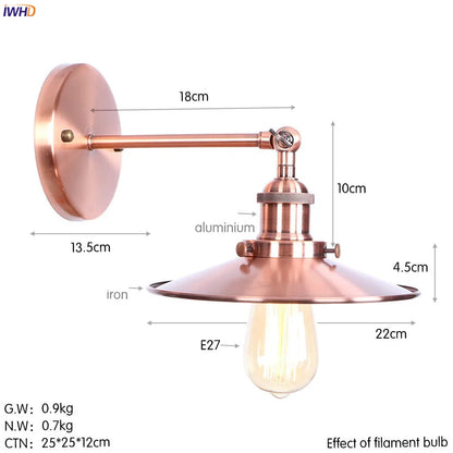 DecorBites™ Antique Gold Rustic LED Wall Light for Home Decor