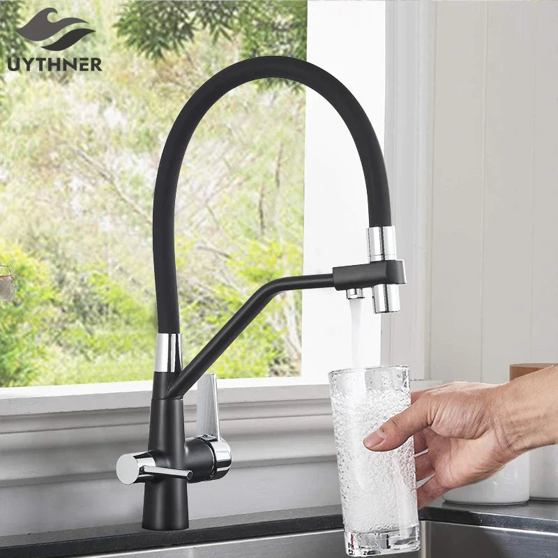 DecorBites™ Dual Spout Filter Faucet Mixer 360 Rotation Water Purification Kitchen Tap