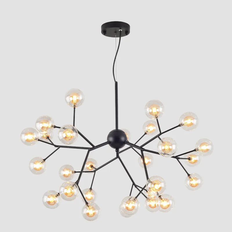 DecorBites™ Glass Ball Firefly LED Tree Branch Chandelier Industrial Black Lighting
