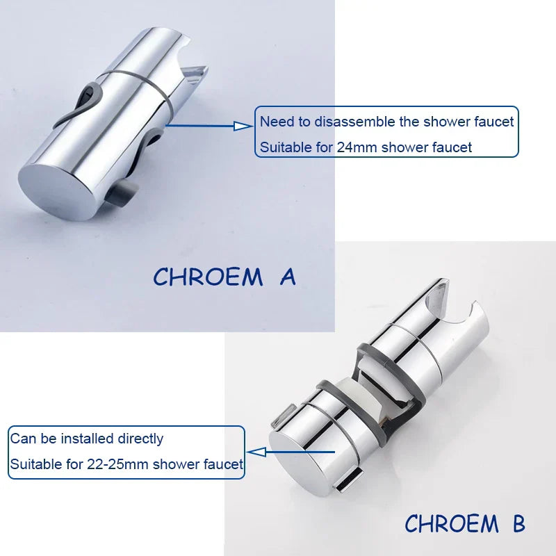 DecorBites™ Adjustable Slider Shower Head Holder Bracket Chrome Mounting Accessory