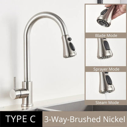 DecorBites™ Antique Brass Kitchen Faucet Pull Out Single Handle Mixer Tap 360 Rotation