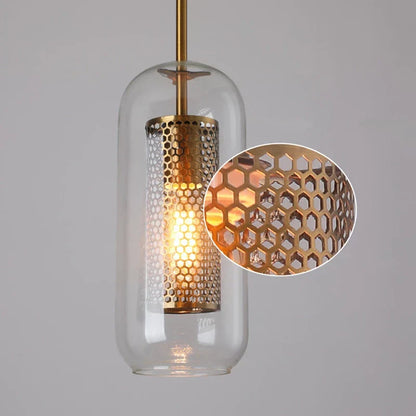 DecorBites™ Gold Mesh Glass Ball Pendant Light Industrial Kitchen Fixture