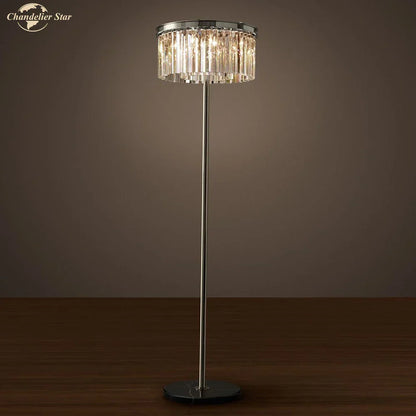 DecorBites™ Industrial Crystal LED Floor Lamp Chrome Black Metal Standing Light