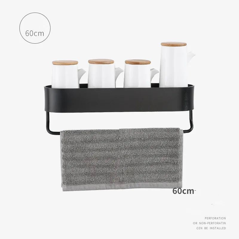 DecorBites™ Aluminum Bathroom Shelf with Towel Bar for Bath/Shower Organization