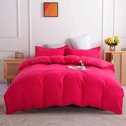 DecorBites™ Brushed Duvet Cover Set, Solid Orange Red, Luxury Hotel Bedding Set