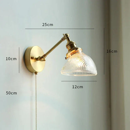 DecorBites™ Copper Wall Sconce Glass Nordic Wall Lamp LED Pull Chain Switch
