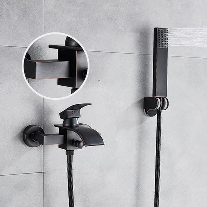 DecorBites™ Black Wall Mount Bathtub Shower Faucet with Waterfall Spout
