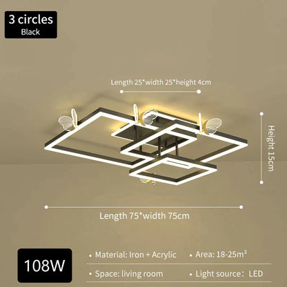 DecorBites™ Butterfly Ceiling Lamp: Modern Rectangular Living Room Light for Master Bedroom
