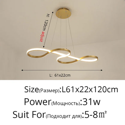 DecorBites™ Gold LED Pendant Light Kitchen Dinning Room Music Lamp Shade, Lustres Luminaire Fixtures