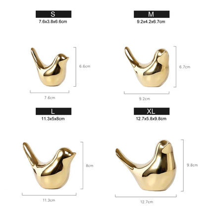 DecorBites™ Gold Ceramic Bird Figurines Home Decor - Fashionable Wedding Ornaments