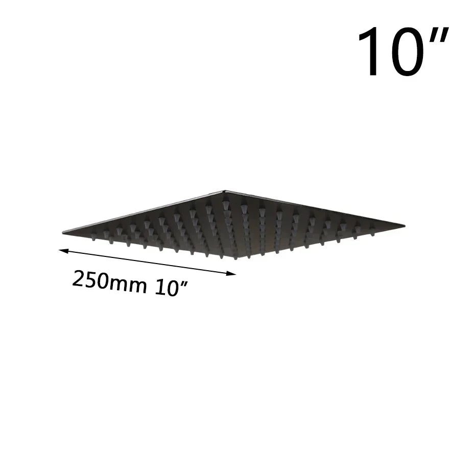 DecorBites™ 8-20" Black Ultra-thin Rain Shower Head for Bathroom Square Rainfall Faucet