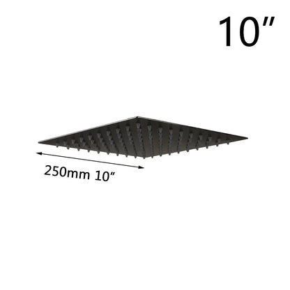 DecorBites™ 8-20" Black Ultra-thin Rain Shower Head for Bathroom Square Rainfall Faucet