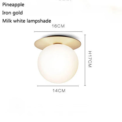 DecorBites™ Glass Ball Ceiling Lamp: Nordic Minimalist Round Hallway Light with Modern Design