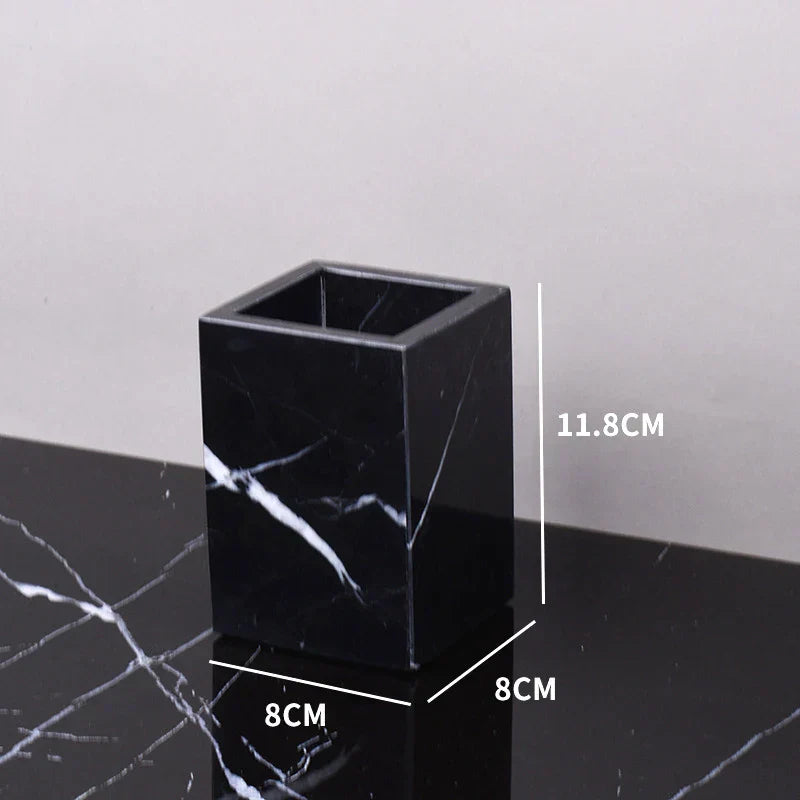 DecorBites™ Black Marquina Marble Bathroom Set cue.opti