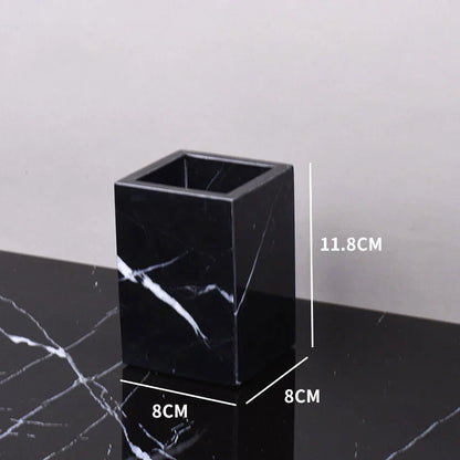 DecorBites™ Black Marquina Marble Bathroom Set cue.opti