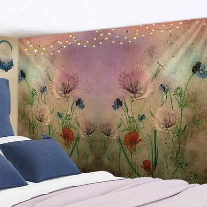 DecorBites™ Botanical Wildflower Tapestry Wall Hanging Flower Chart Hippie Bohemian Tapestries