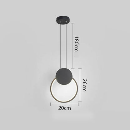 DecorBites™ Black Ring Pendant Lamp Dimmable LED Ceiling Hanging Light