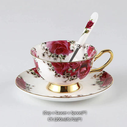 DecorBites™ Bone China Tea Set: Cup, Saucer, Mug, Sugar Pot, Jug, Teapot