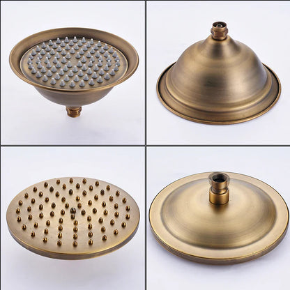 DecorBites™ Brass Antique Dual Handle Shower Faucet Set with Handshower Shelf