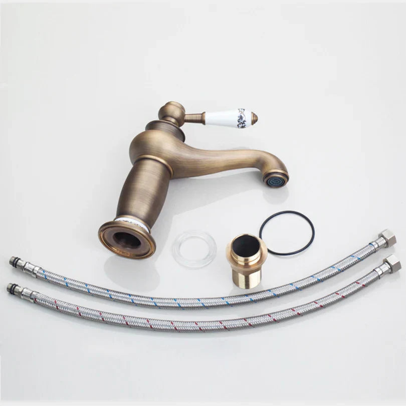 DecorBites™ Antique Brass Bathroom Basin Faucet Deck Mounted Retro Mixer Vanity Taps
