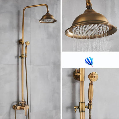 DecorBites™ Antique Brass Shower Set with Handshower, Rainfall Tap Crane