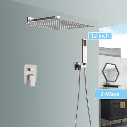 DecorBites™ Brushed Nickel Rainfall Shower Faucet Set with Tub Spout - 16" Head