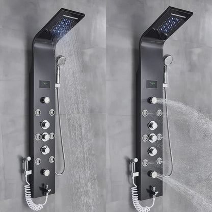 DecorBites™ LED Rainfall Shower Panel System Black/Brushed Finish