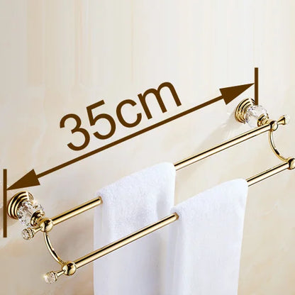 DecorBites™ Crystal Gold Double Towel Bar for Bathroom, 60cm Length