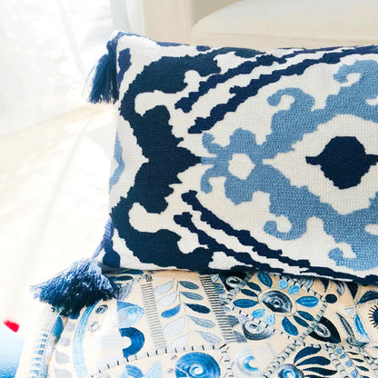 DecorBites™ Embroidered Floral Ethnic Tassels Pillow Cover 30x60cm