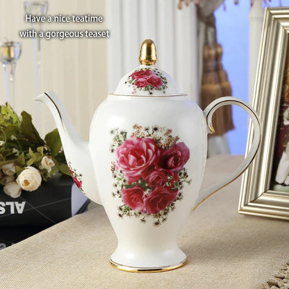 DecorBites™ Bone China Tea Set: Cup, Saucer, Mug, Sugar Pot, Jug, Teapot
