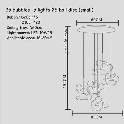 DecorBites™ Bubble Glass LED Chandelier for Kids Room Kitchen Office Restaurant