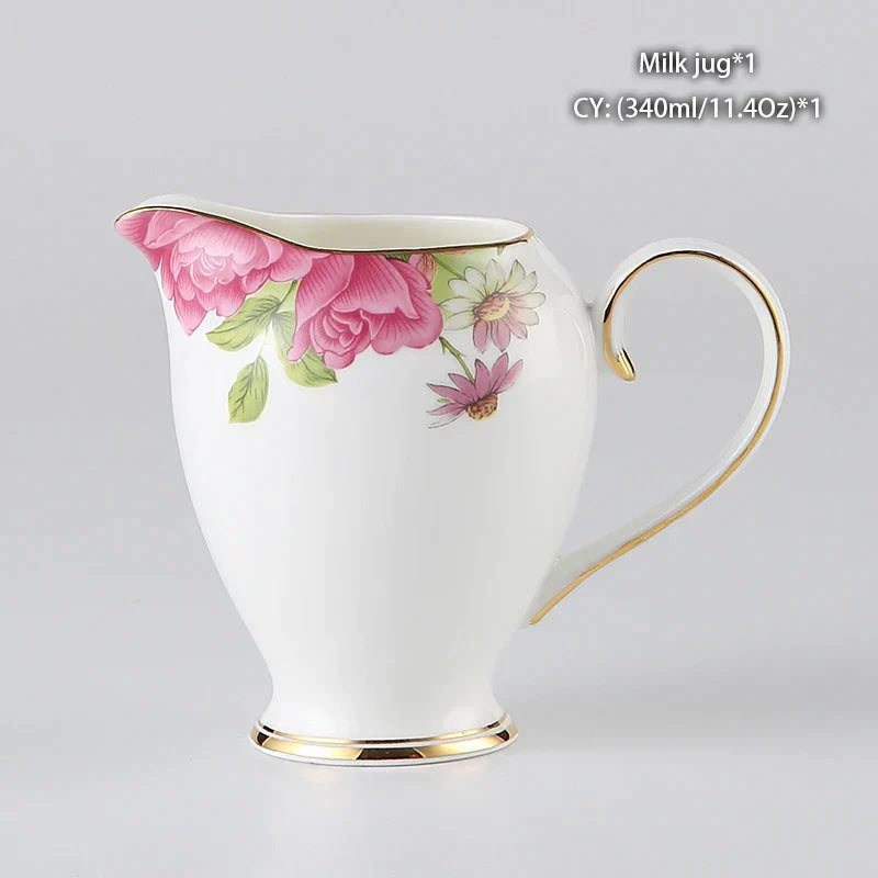 DecorBites™ Bone China Milk Jug: Elegant Ceramic Creamer for Tea, Coffee, Espresso