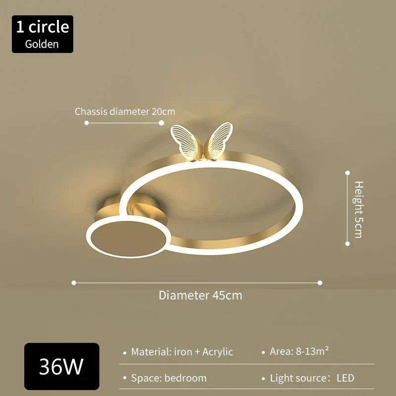DecorBites™ Butterfly Light: Modern Round Ceiling Lamp for Light Luxury Living Room, 2024 New Model