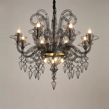 DecorBites™ Baroque Black White Iron Designer LED Chandelier for Foyer