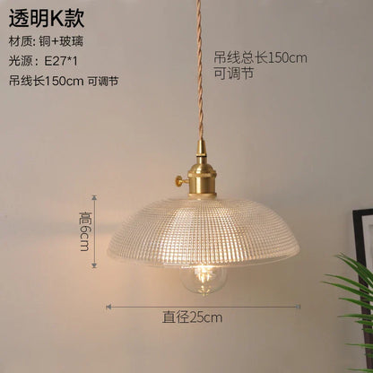 DecorBites™ Glass Copper Pendant Light: Modern Nordic Style Hanging Lamp for Kitchen, Dining, and Living Room