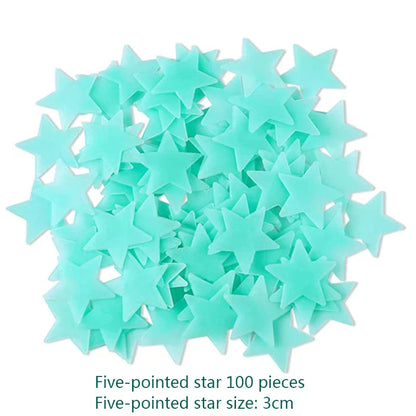 3D Stars Glow Dark Wall Stickers by DecorBites™ – Luminous Fluorescent Home Decor