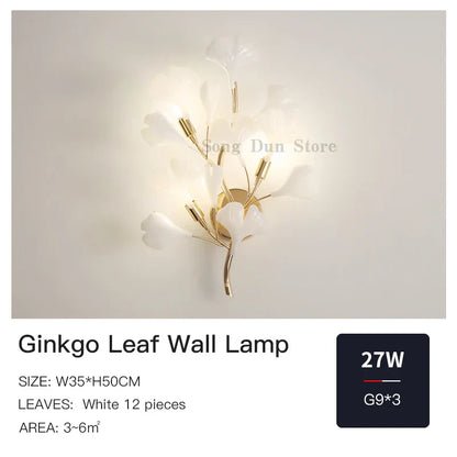 DecorBites™ Ginkgo Leaf Wall Lamp: Modern Luxury for Bedroom, Living Room & Corridor