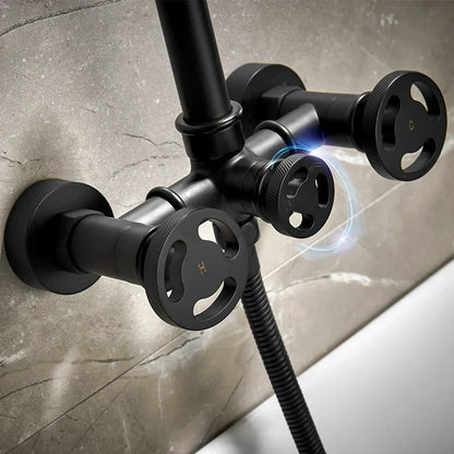 DecorBites™ Black & White Bath Shower Set with Dual Control Wall Mount