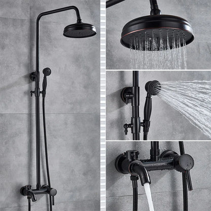 DecorBites™ Black Bronze Bathroom Shower Set with 8" Rainfall Head - Wall Mounted