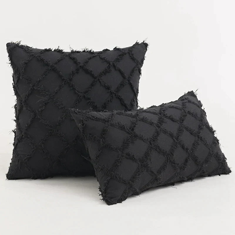 DecorBites™ Black Boho Lumbar Woven Pillow Cover for Bed Bedroom Decor
