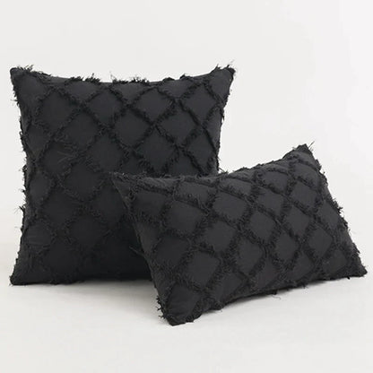 DecorBites™ Black Boho Lumbar Woven Pillow Cover for Bed Bedroom Decor